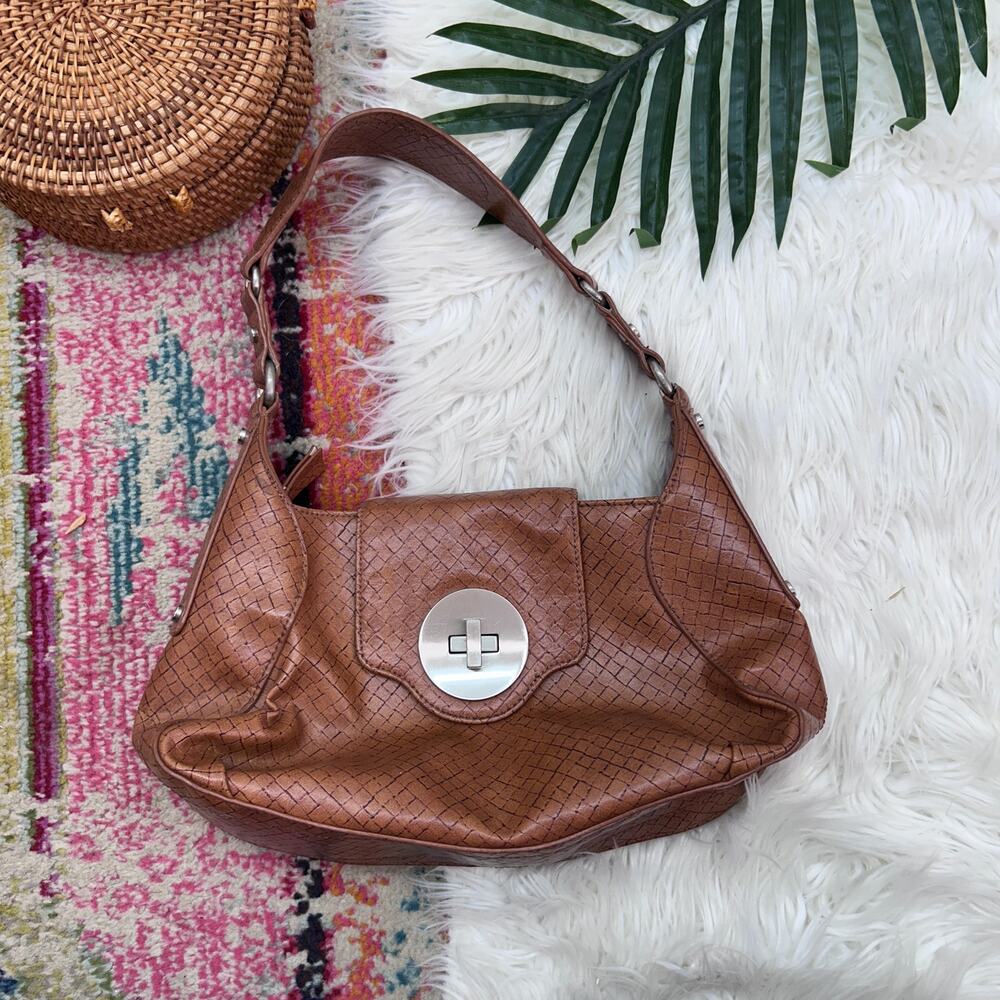 Vintage Y2K 2000s Worthington Brown Shoulder Bag Purse Faux Leather Neutral